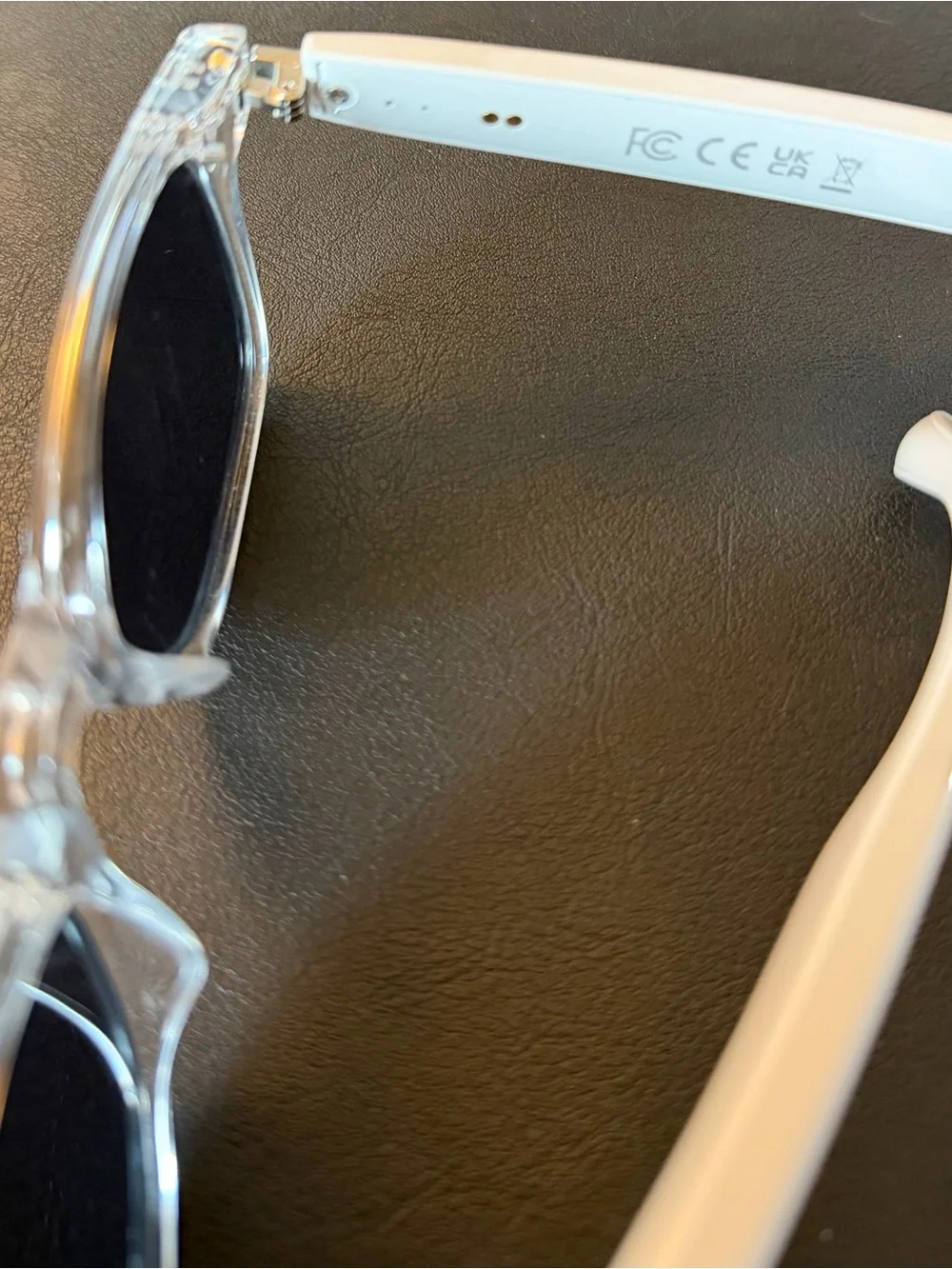 Clear Frame UV-A&B Smart Sunglasses, earbuds & microphone for 8 hours talk